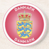 Wapenschild van Denemarken in cirkelvorm Zandsteen Onderzetter (Voorkant)
