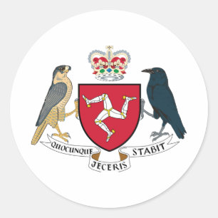 Wapenschild van Man - Manx Emblem Ronde Sticker