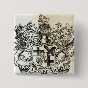 wapenschild van Oliver Cromwell Vierkante Button 5,1 Cm