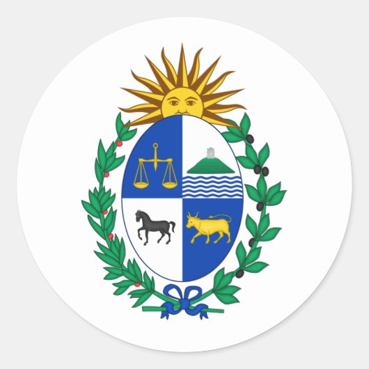 Wapenschild van Uruguay Ronde Sticker (Voorkant)
