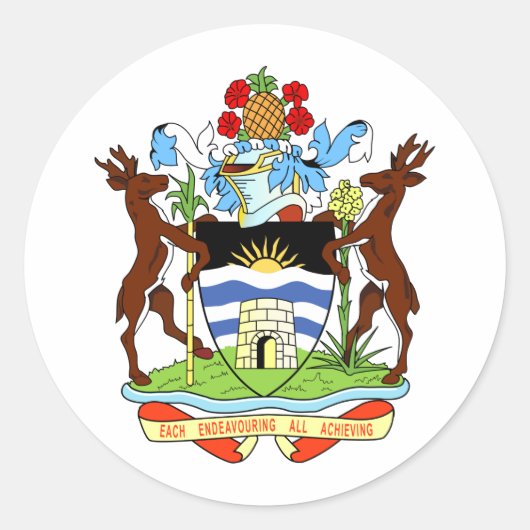Wapenstaart van Antigua en Barbuda Ronde Sticker (Voorkant)
