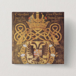 Wapenstaart van Charles V van het 23e hoofdstuk Vierkante Button 5,1 Cm