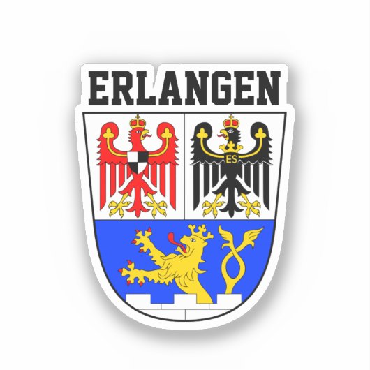Wapenstaart van Erlangen, DUITSLAND Sticker (Voorkant)