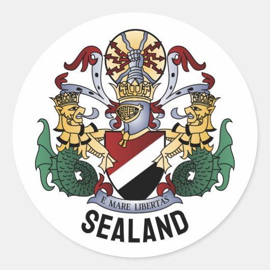 Wapenstaart van het Vorstendom Sealand Ronde Sticker (Voorkant)