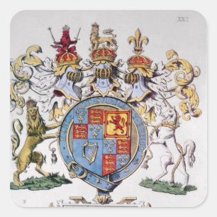 Wapenstaart van koning James I van Engeland Vierkante Sticker