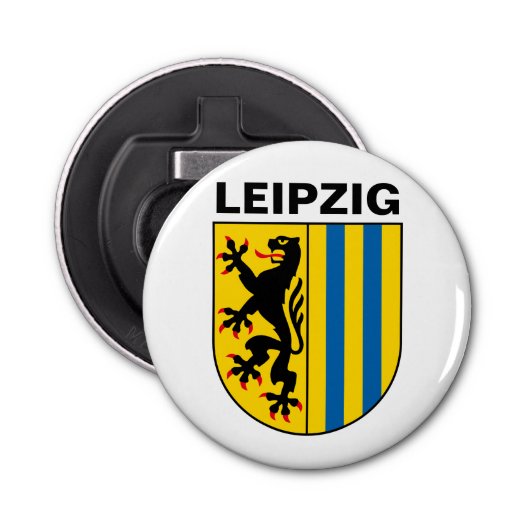 Wapenstaart van Leipzig, Duitsland Button Flesopener (Voorkant)