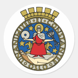 Wapenstaart van Oslo, Noorwegen Ronde Sticker