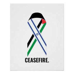 Wapenstilstand Israël en Palestina vlaggen lint ge Perfect Poster