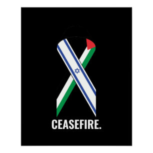 Wapenstilstand Israël en Palestina vlaggen lint zw Perfect Poster