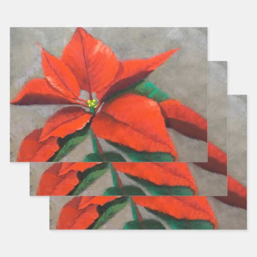 Wapenvellen met kerstcadeautjes in Poinsettia Inpakpapier Vel (Set)