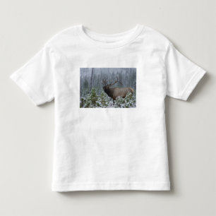 Wapiti-hert in de sneeuw roepend, burlend, Yellows Kinder Shirts