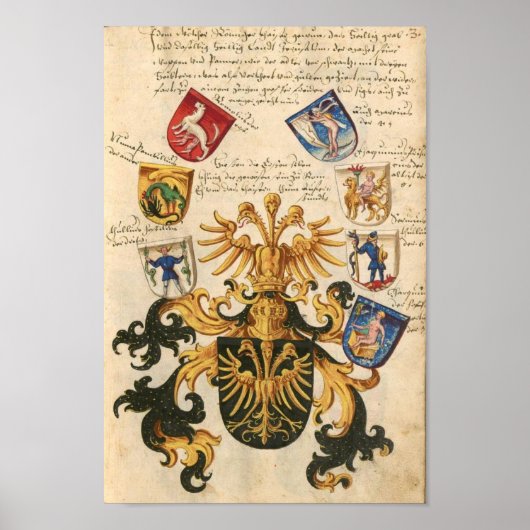 Wappen der Bayerischen Ritterschaft 1482 Poster (Voorkant)