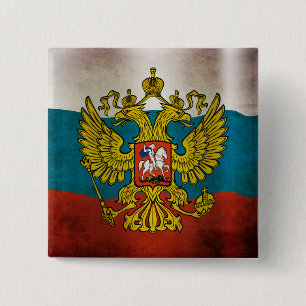 Wapperende vlag van Rusland Vierkante Button 5,1 Cm