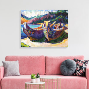 War Canoes Emily Carr Canvas Afdruk