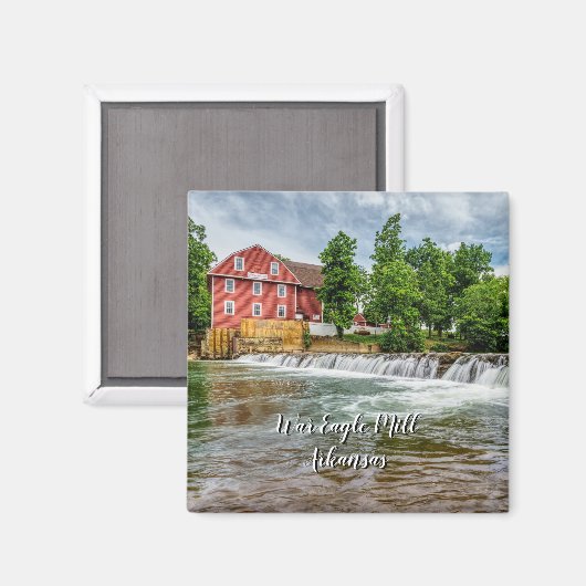 War Eagle Mill and Waterfall Square Magnet Magneet (Voorkant / Achterkant)