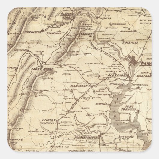 War Telegram Marking Map Vierkante Sticker (Voorkant)