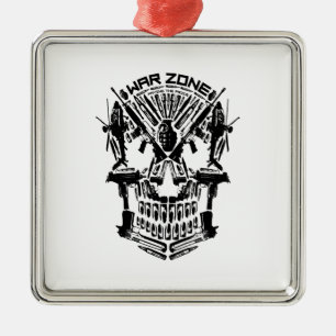 War Zone Skull Metalen Ornament