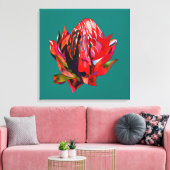 Waratah Australische waterverf van inheemse bloeme Canvas Afdruk (Insitu (Woonkamer))