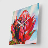 Waratah Australische waterverf van inheemse bloeme Vierkante Klok (Hoek)