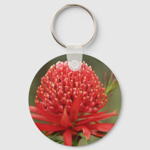 Waratah in bloom, Australische bloemen Sleutelhanger
