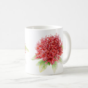 Waratah Protea rouge fleur aquarelle d'art tasse