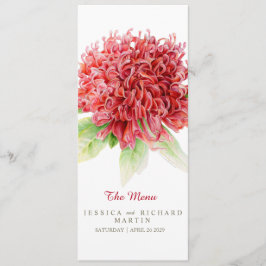 Waratah rode bloemen bruiloft menu