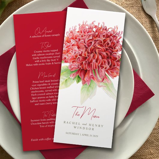 Waratah rouge fleurs autochtones australien menu m