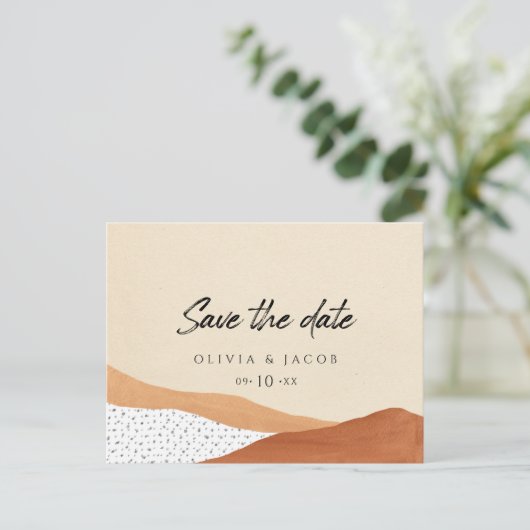 Warb-woestijn | Boho Save the date card Uitnodiging Briefkaart (Staand voorkant)