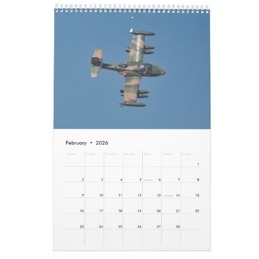 Warbirds — Calendrier ZK-ARJ (moyen, mois de 1 pag (Feb 2026)