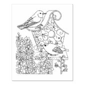 Warbler en Larkspur Rubberstempel (Afrduk)