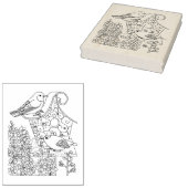 Warbler en Larkspur Rubberstempel (Gestempeld)