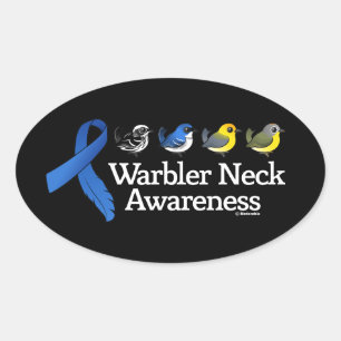 Warbler Neck Awareness Ribbon Ovale Sticker
