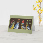 Warblers op Berry Pet Night card Kaart (Gele Bloem)