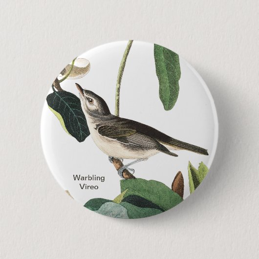 Warbling Vireo John James Audubon Birdwatcher Bird Ronde Button 5,7 Cm (Voorkant)