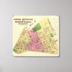 Ward 5, 7-8 van Pittsburgh, Pennsyvania Canvas Afdruk
