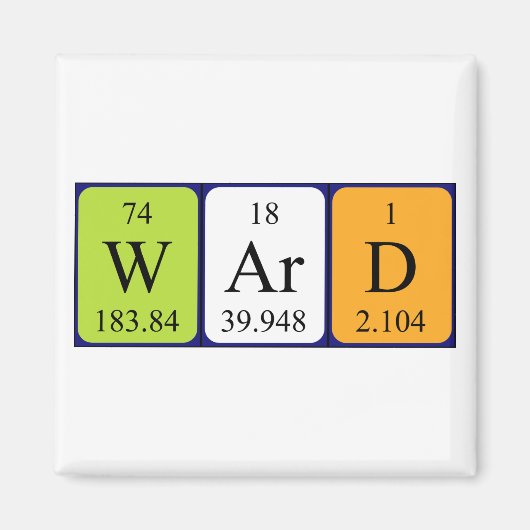 Ward periodiek table name magnet magneet (Voorkant)