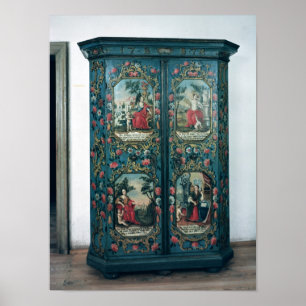 Wardrobe versierd met scènes van de vier poster