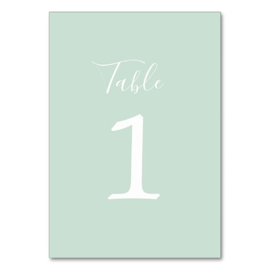 Ware eenvoud 1 Bruiloft Mint Groen Tafelnummer (Voorkant)