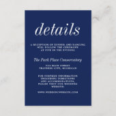 Ware eenvoud 2 Inktblauw Minimale Bruiloft Informatiekaartje (Voorkant)