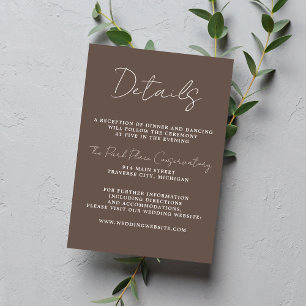 Ware eenvoud 3 Script minimale paddenstoel bruilof Informatiekaartje