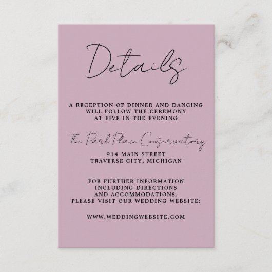 Ware eenvoud 3 Script Minimale Wisteria bruiloft Informatiekaartje (Voorkant)