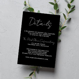 Ware eenvoud 3 Script minimale zwarte bruiloft Informatiekaartje