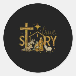 Ware Geboorte Kerstmis Baby Jezus Religieus Ronde Sticker