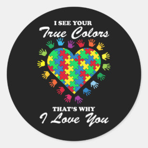 Ware kleuren - Harde Puzzle Cool Autisme Awareness Ronde Sticker