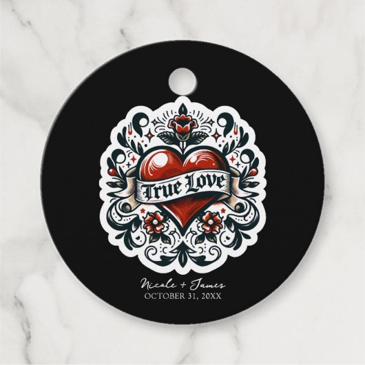 Ware Liefde Hart Tattoo Sticker Bruiloft Bedankjes Labels (Voorkant)