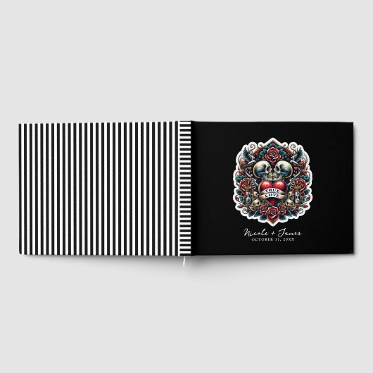 Ware Liefde Skelet Hart Tattoo Bruiloft Gastenboek (Volledig)