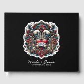 Ware Liefde Skelet Hart Tattoo Bruiloft Gastenboek (Voorkant)