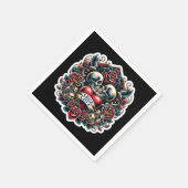 Ware Liefde Skelet Hart Tattoo Bruiloft Servet (Hoek)