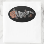 WARE LIEFDE Snake op Roos Ovale Sticker (Tas)