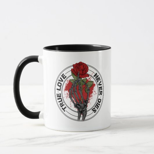 Ware liefde sterft nooit skelet hand met Roos Mok (Links)